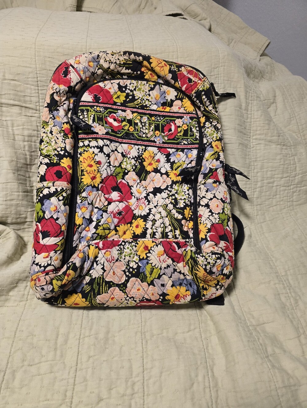Vera Bradley Black Floral Quilted Backpack Im Poppy Feilds
